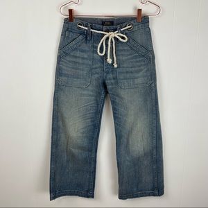 Polo Ralph Lauren Rope Tie-Waist Wide Leg Cropped Denim Jeans